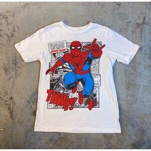Spider-Man, White, Short Sleeve, T-shirt, Youth Large Pre-Owned, Marvel